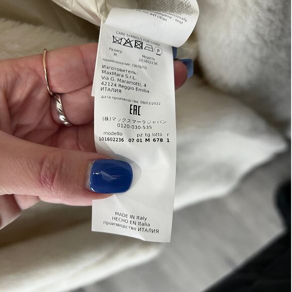 $4290 Max Mara White Ivory Tedgirl Teddy Long Coat Jacket size Medium - Picture 11 of 11